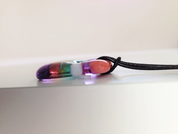 ガラスのネックレス：rock candy (pink×mix color) 5枚目の画像