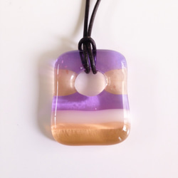 ガラスのネックレス：rock candy (lavender×coral orange） 3枚目の画像