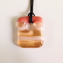 ガラスのネックレス：rock candy (coral orange×white） 3枚目の画像