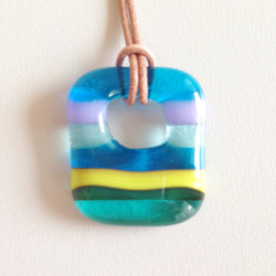 ガラスのネックレス：rock candy ( blue ×　spring green) 1枚目の画像