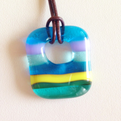 ガラスのネックレス：rock candy ( blue ×　spring green) 3枚目の画像
