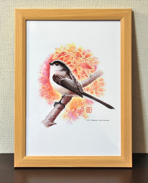 「水彩花鳥」シリーズ「エナガ」B５ 2枚目の画像