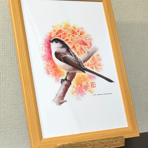 エナガ花鳥絵 エナガ花鳥絵