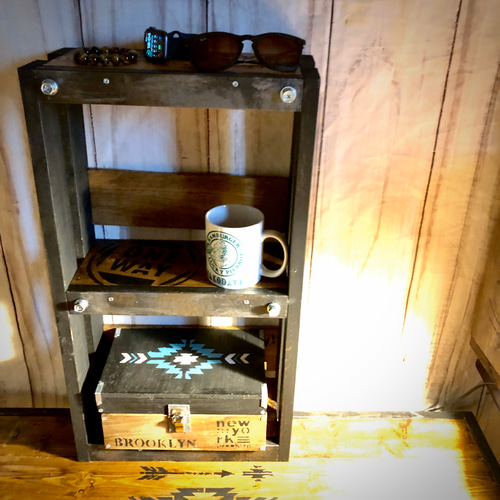 男前家具 木製棚 アメリカンスタイル サビ加工 棚・シェルフ・ラック