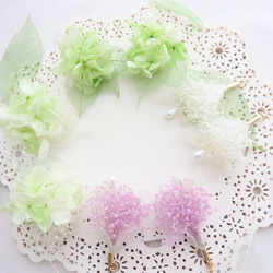 紫陽花のエレガントブーケピアス　２way☆パール　ブライダル　ウエディング　お花　結婚式　ドライフラワー　　　 6枚目の画像