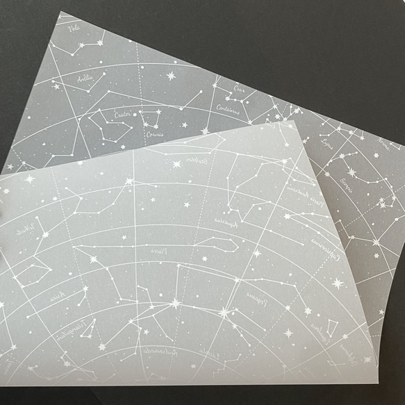 星図 トレーシングペーパー デザインペーパー 星座 星空 A4サイズ 10枚入り ホワイト マルチペーパー ギフト 5枚目の画像