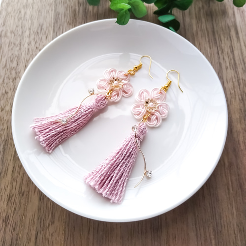 ☆❤️ ピアス水引桜イヤリング和装タッセル着物