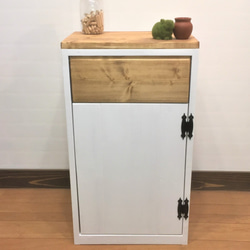 木製ごみ箱　ホワイト パタパタ木製ゴミ箱 フレンチ風 Trash box ごみ箱 ホワイト type 2