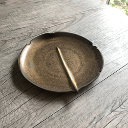 【送料無料】銅釉ポポラス葉器 3枚目の画像