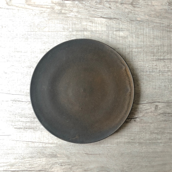 【陶器】銅釉7寸皿 2枚目の画像