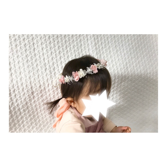 【送料無料】ベビー キッズ 花かんむり 花冠〈ピンク〉 2枚目の画像