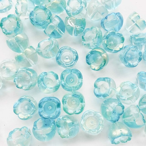 A58Rinn 18個 瑠璃ガラス アクセサリービーズ 鈴蘭クリアグリーン  