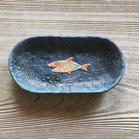 Sakanano Plate S 魚盤!! 海軍藍 第1張的照片