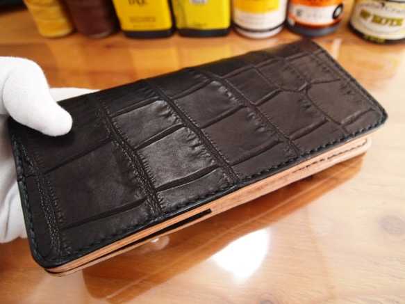 オーダー】クロコダイル二つ折り長財布×栃木レザー 長財布