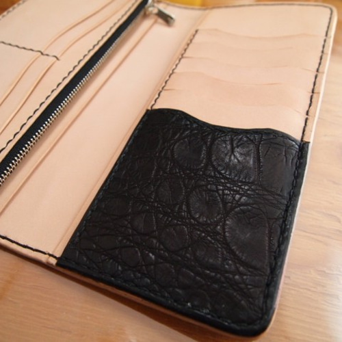 オーダー】クロコダイル二つ折り長財布×栃木レザー 長財布