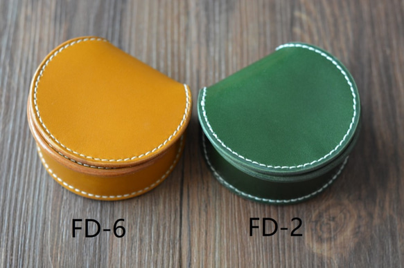 FD-2 緑　コインケース　馬蹄型　小銭入れ イヤホンケース　小物ケース　本革 コンパクト サイフ ウォレット 手縫い 2枚目の画像