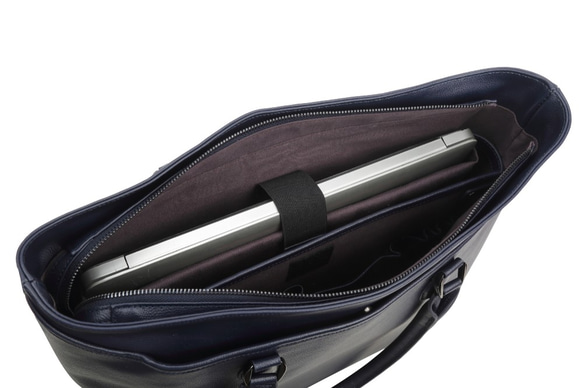 LZE015 紺色　本革　ライチ模様付き トートバッグ メンズ ハンドメイド ビジネス バッグ 10枚目の画像