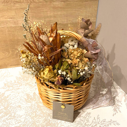 #017 basket flower bouquet white beige ② 1枚目の画像