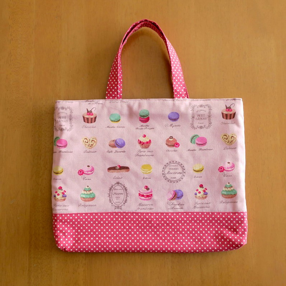 ♡sale♡マカロンのレッスンバッグ（ピンク）入学入園・おけいこに♡ 1枚目の画像