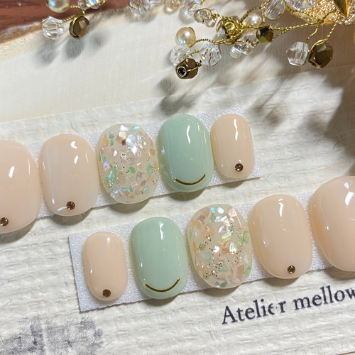 122 〗ネイルチップ フレンチガーリーネイル ハートネイル  