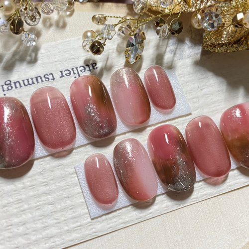 カシスピンク大人ニュアンスネイル＊ミラー/シアー/ニュアンス ネイル  