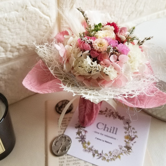 花のある心豊かな時間を✨「プリザ薔薇入りMini Bouquet(ミニブーケ)№3」 5枚目の画像