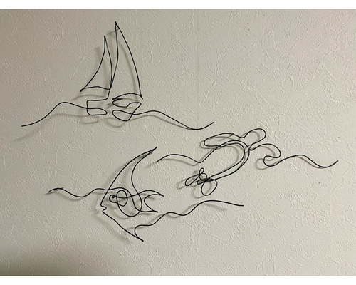 【マリ】　ワイヤーアート ワイヤークラフト 海 ワイヤーアート 立体・オブジェ wire hand me