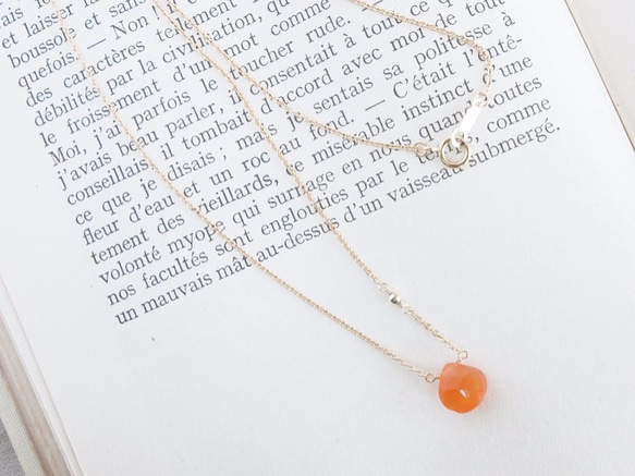 14KGF Carnelian Mirror Necklace 第2張的照片