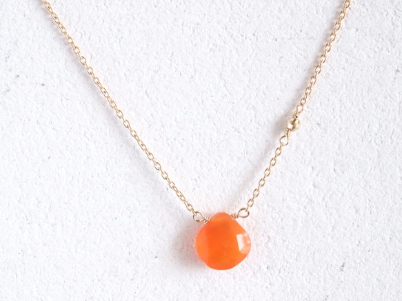 14KGF Carnelian Mirror Necklace 3枚目の画像