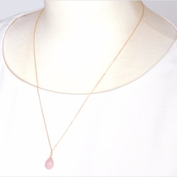 14KGF Pinkopal Drop Necklace 4枚目の画像