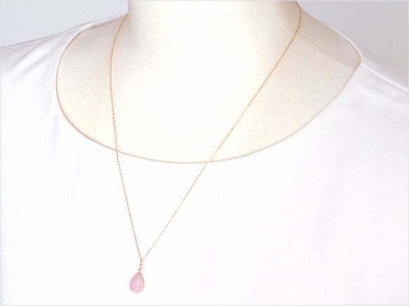 14KGF Pinkopal Drop Necklace 4枚目の画像