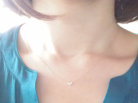 K10 Three Diamonds Heart Necklace 第4張的照片