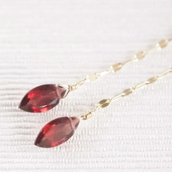 K10 Garnet Marquis Earrings 第3張的照片