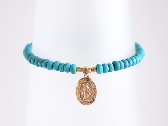 14KGF Turquoise Medai Bracelet 第1張的照片