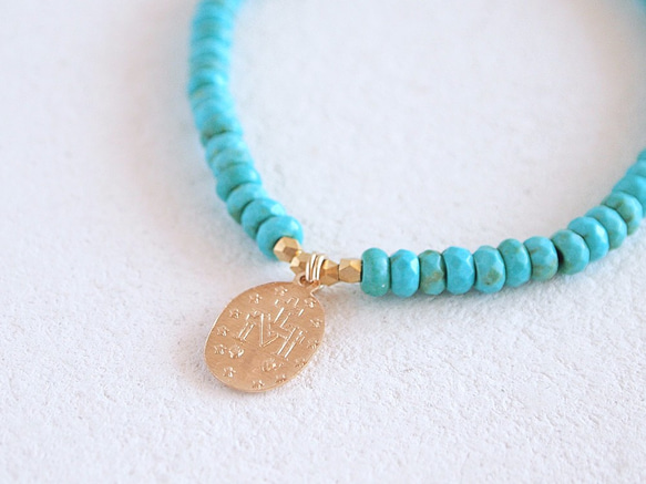 14KGF Turquoise Medai Bracelet 第3張的照片