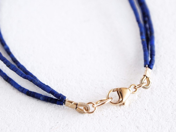 14KGF Lapis Lazuli Triple Bracelet 第3張的照片