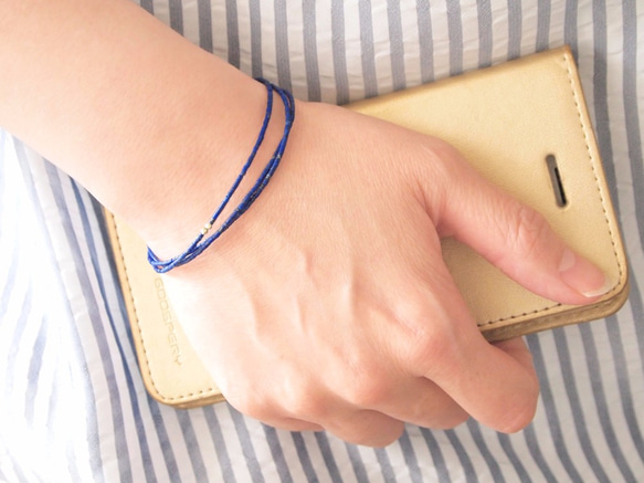 14KGF Lapis Lazuli Triple Bracelet 第4張的照片