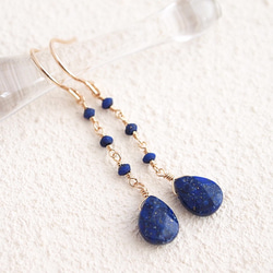 14KGF Lapis Lazuli Drop Earrings 2枚目の画像