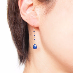 14KGF Lapis Lazuli Drop Earrings 第4張的照片