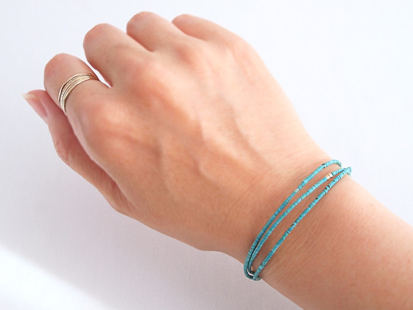 14KGF Turquoise Triple Bracelet 第1張的照片