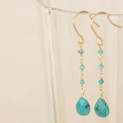 14KGF Turquoise Drop Earrings 2枚目の画像