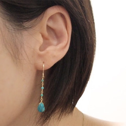 14KGF Turquoise Drop Earrings 第4張的照片