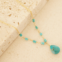 14KGF Drop Turquoise Necklace 第1張的照片