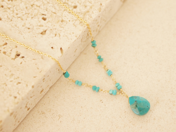 14KGF Drop Turquoise Necklace 第1張的照片