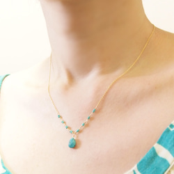 14KGF Drop Turquoise Necklace 第5張的照片