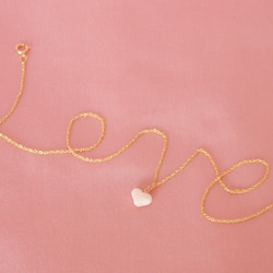 【50％OFF】14KGF Pink Heart Necklace 2枚目の画像