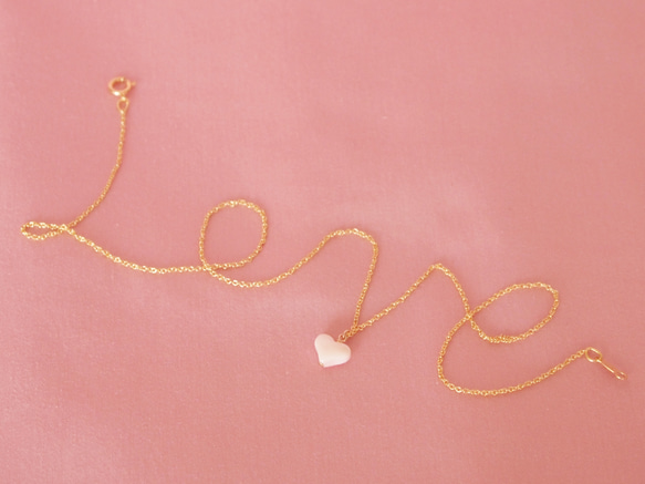 【50％OFF】14KGF Pink Heart Necklace 2枚目の画像