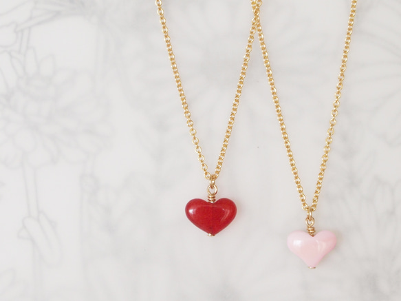 【50％OFF】14KGF Pink Heart Necklace 3枚目の画像