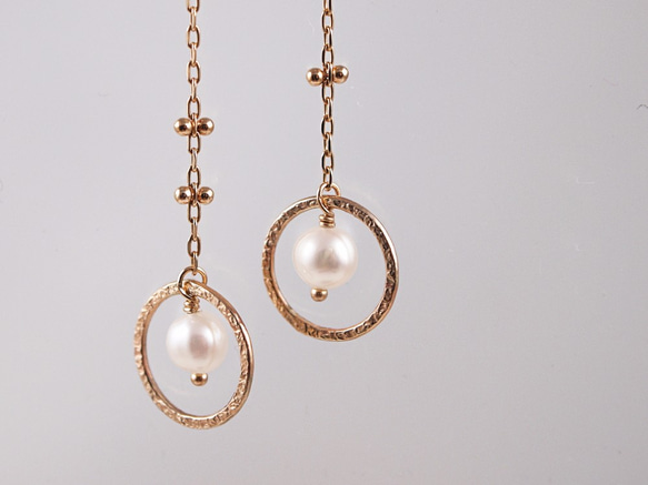 K10 Halo Moon Pearl Earrings 3枚目の画像