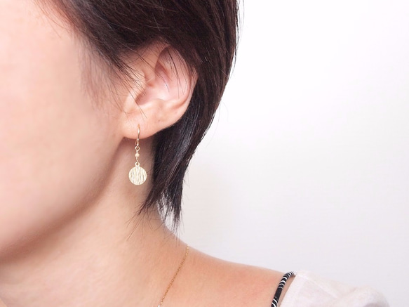 【momo3298様別注品】14KGF Full Moon Earrings 5枚目の画像